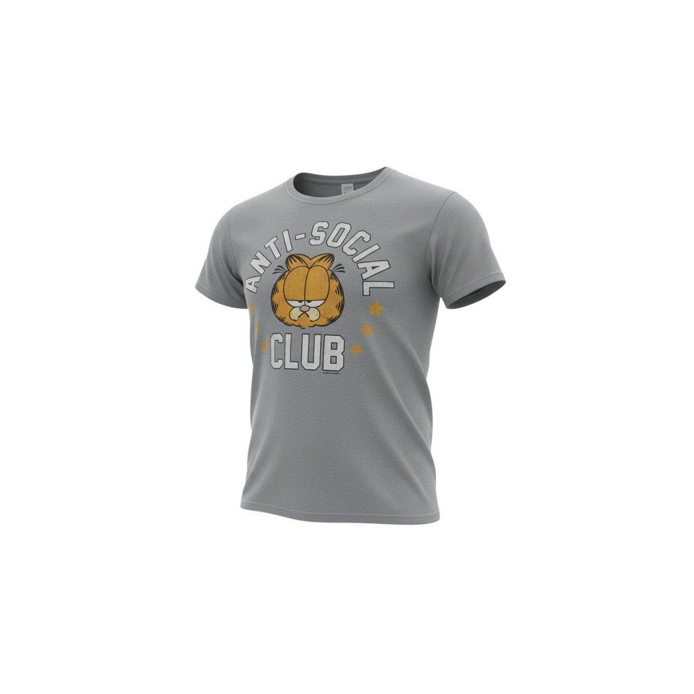 Garfield Graphic T-Shirt Adult Small Gray Anti-Social Club Short Sleeve Tee